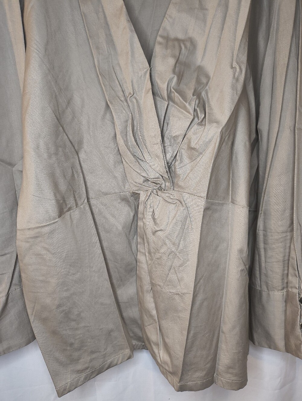 Reistor Neutral Taupe V-Neck Blouse - Picture 3 of 7